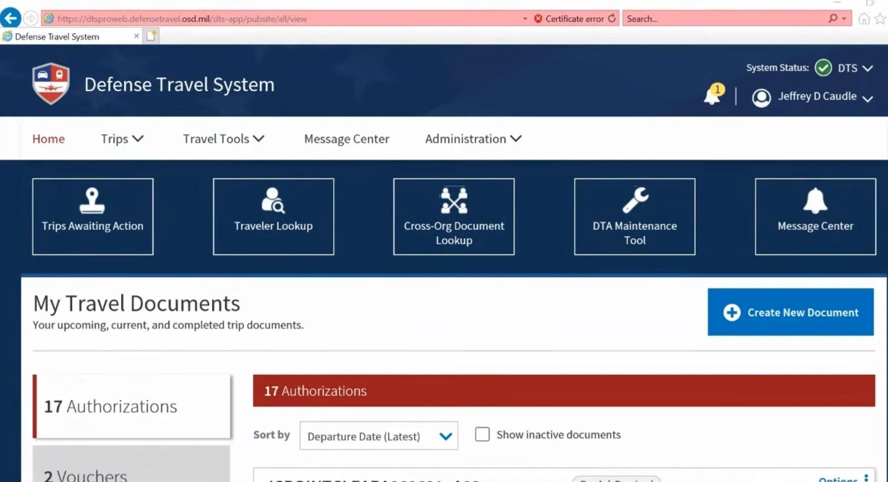 defense travel system self register